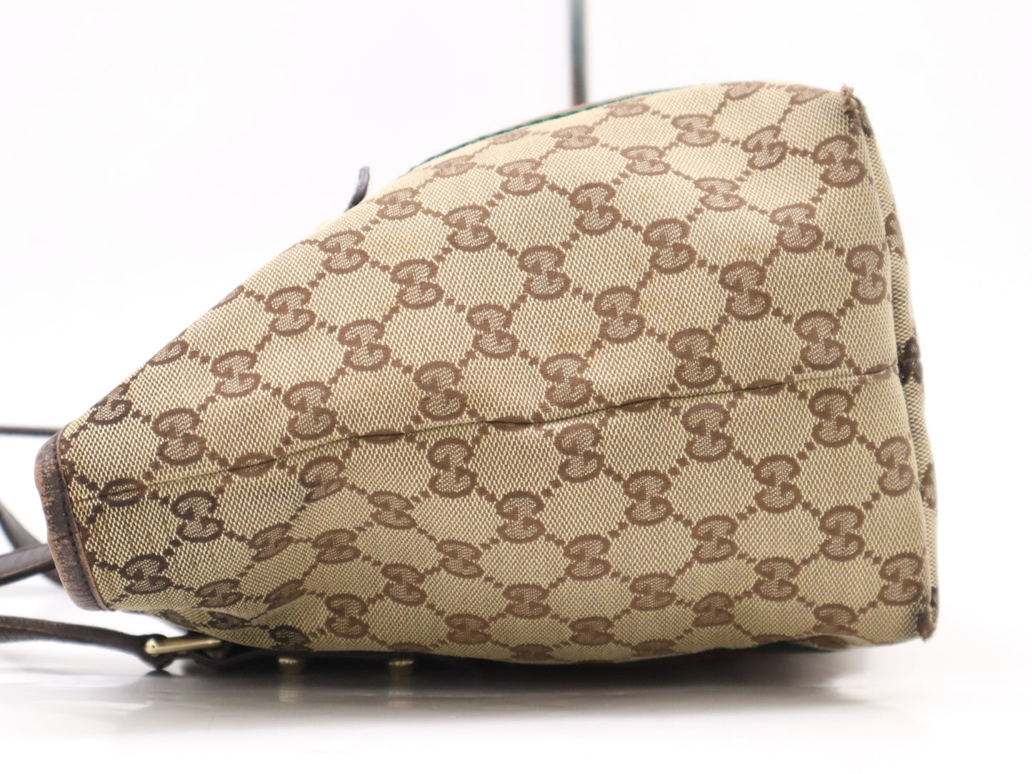 GUCCI 137396 GG Canvas Tote Bag, Sherry, Canvas and Leather, Brown Handbag
