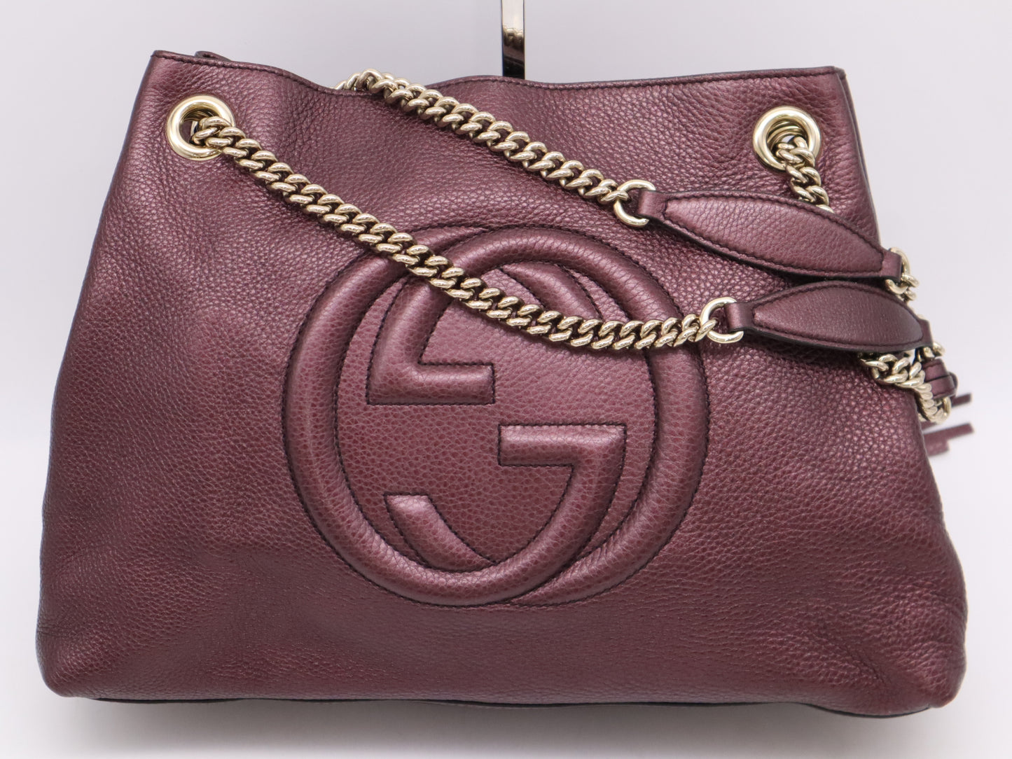 GUCCI 308982 Leather Soho Chain Shoulder Bag Purple Shoulder Bag