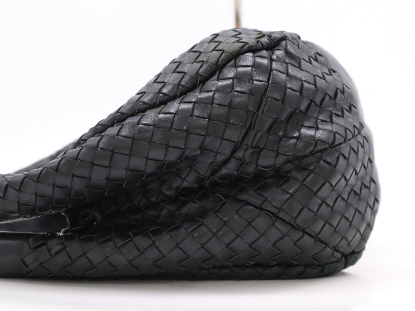 BOTTEGA VENETA BOTTEGA VENETA Lambskin Intrecciato Medium Campana Bag Black Tote Bag