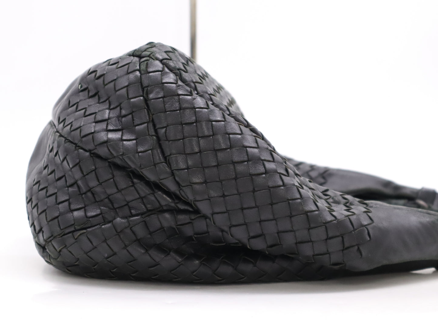 BOTTEGA VENETA BOTTEGA VENETA Lambskin Intrecciato Medium Campana Bag Black Tote Bag