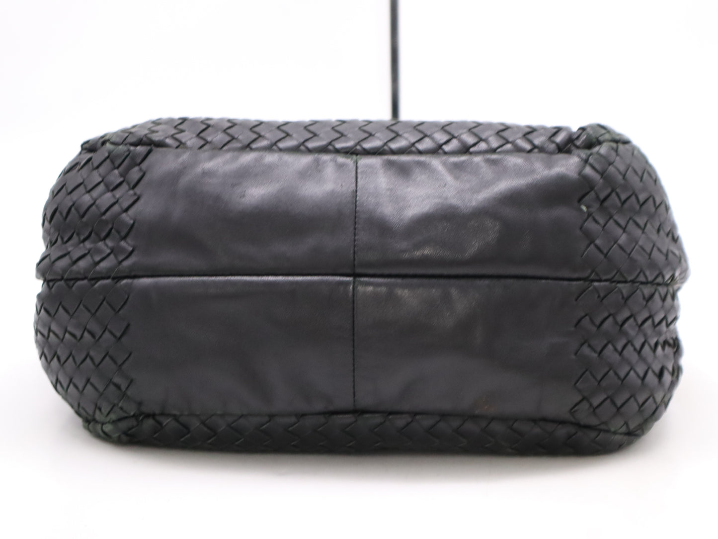 BOTTEGA VENETA BOTTEGA VENETA Lambskin Intrecciato Medium Campana Bag Black Tote Bag