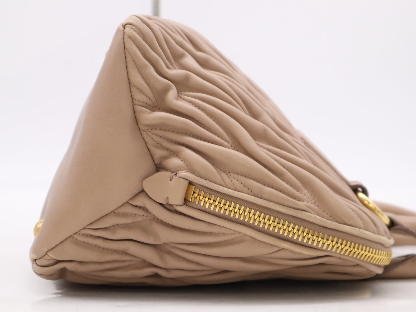 Miu Miu Miu Miu Leather Matelassé 2-Way Bag with Shoulder Strap, Dust Bag x 2, and Guarantee Card