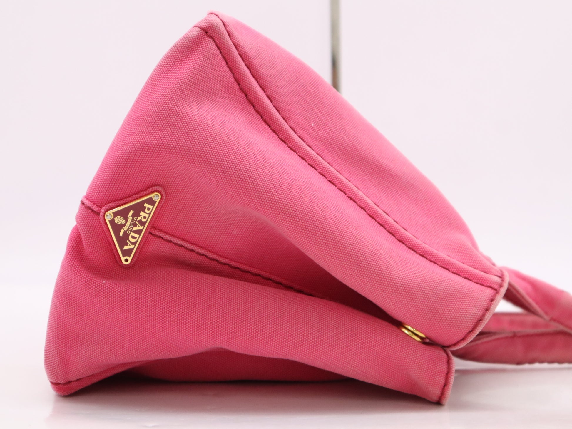 PRADA Canvas Canapa Tote #M Handbag, 2-Way, Fuchsia, with Shoulder Strap