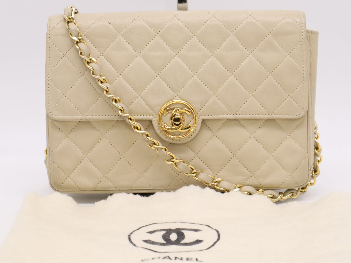 CHANEL Lambskin Mini Matelasse 20 Lambskin Single Flap Single Chain Shoulder Bag