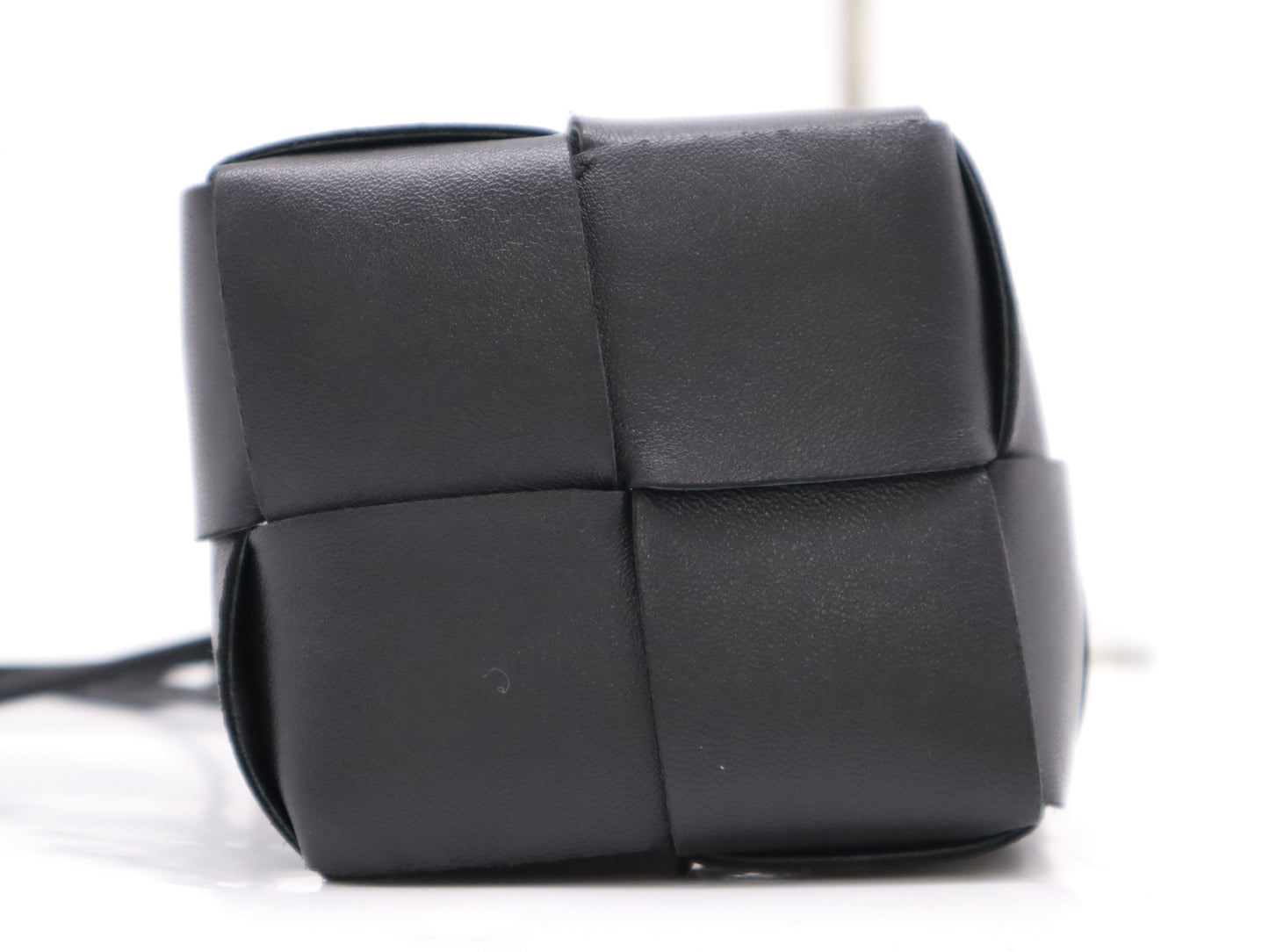 BOTTEGA VENETA Intrecciato Large Cassette Mini Black Shoulder Bag with Dust Bag