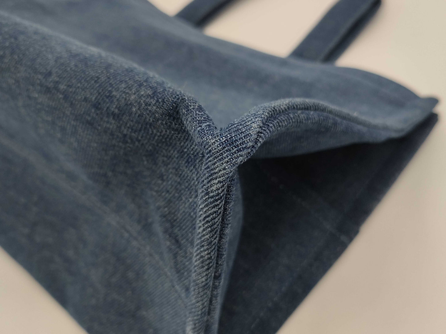 CELINE Denim Large Cabas Tote Bag with Logo Embroidery and Leather in Blue