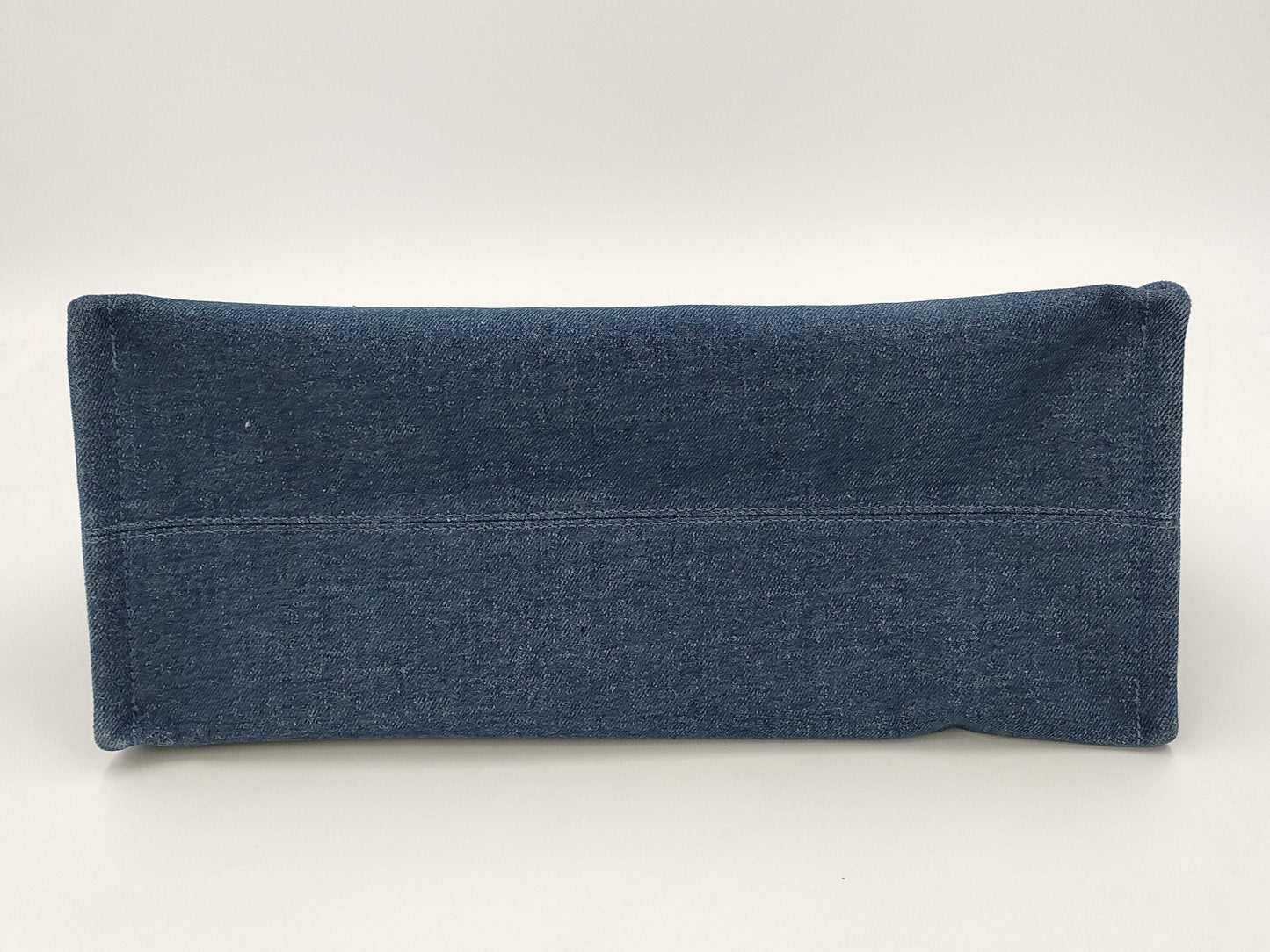 CELINE Denim Large Cabas Tote Bag with Logo Embroidery and Leather in Blue