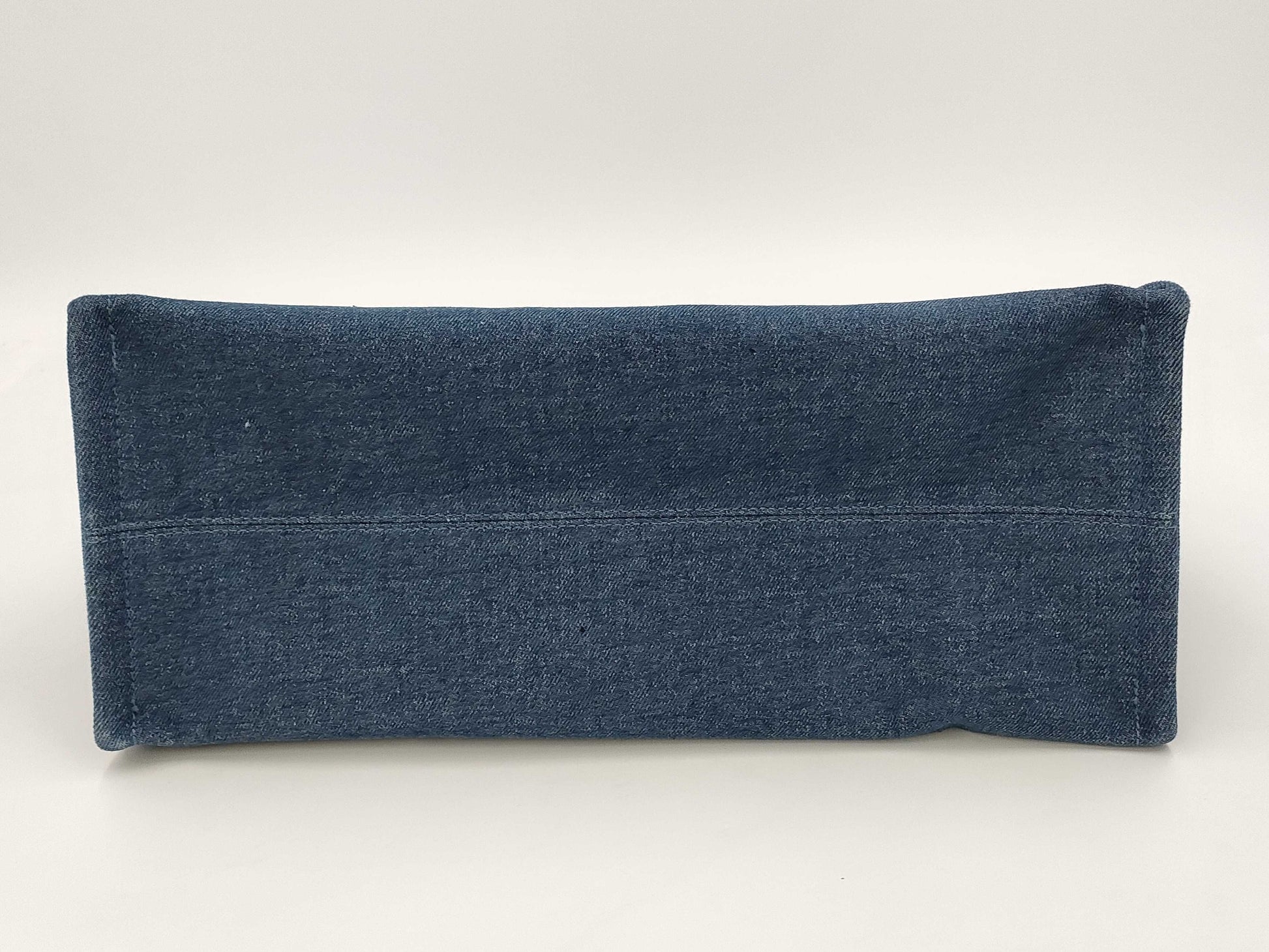 CELINE Denim Large Cabas Tote Bag with Logo Embroidery and Leather in Blue