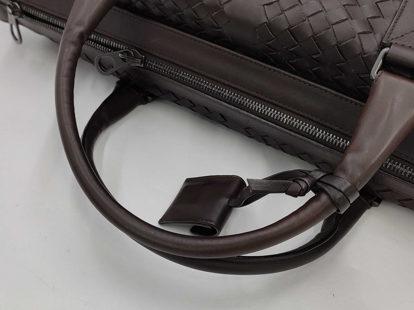 BOTTEGA VENETA Intrecciato Boston Bag, 2-Way Leather, Brown, with Strap, Dust Bag, Cloche, Padlock, and Key