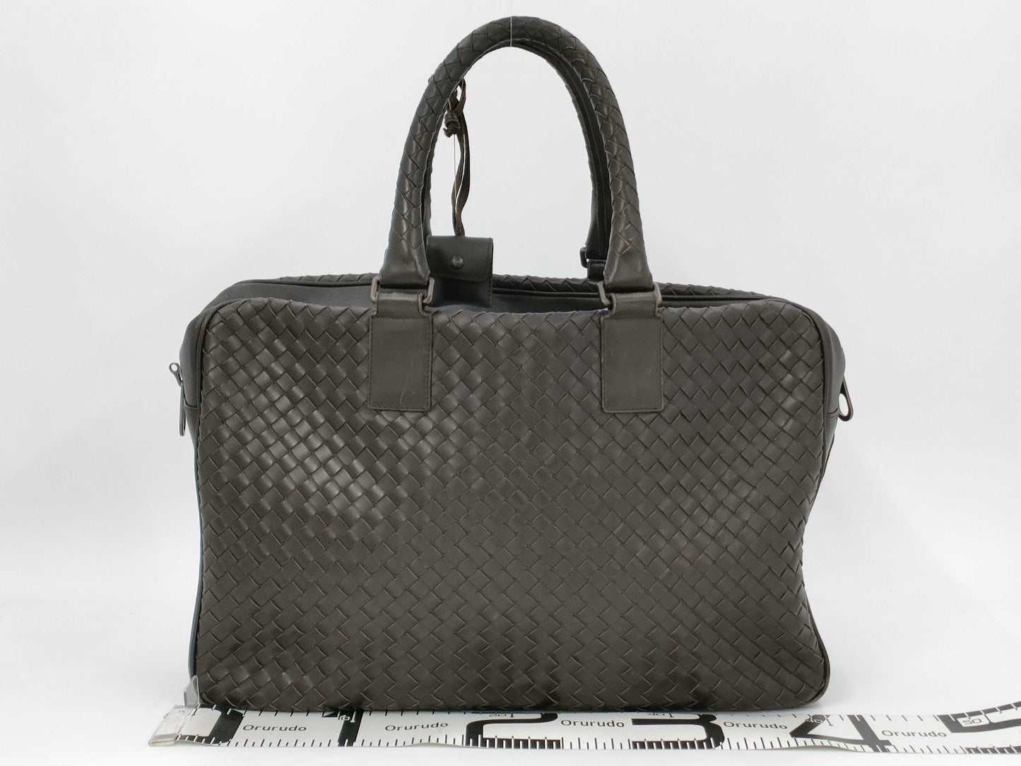 BOTTEGA VENETA Intrecciato Briefcase, 2-Way Leather, Brown, with Strap, Cloche, Padlock, Key, and Dust Bag