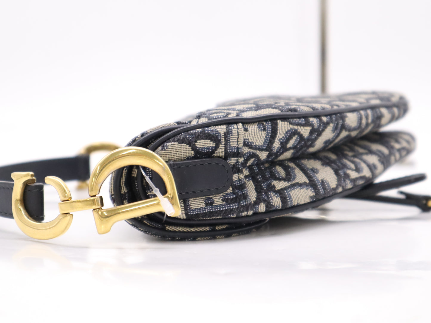 Dior M0455CTZQ_M928 Jacquard x Leather Dior Oblique Saddle Bag with GD Hardware, Navy