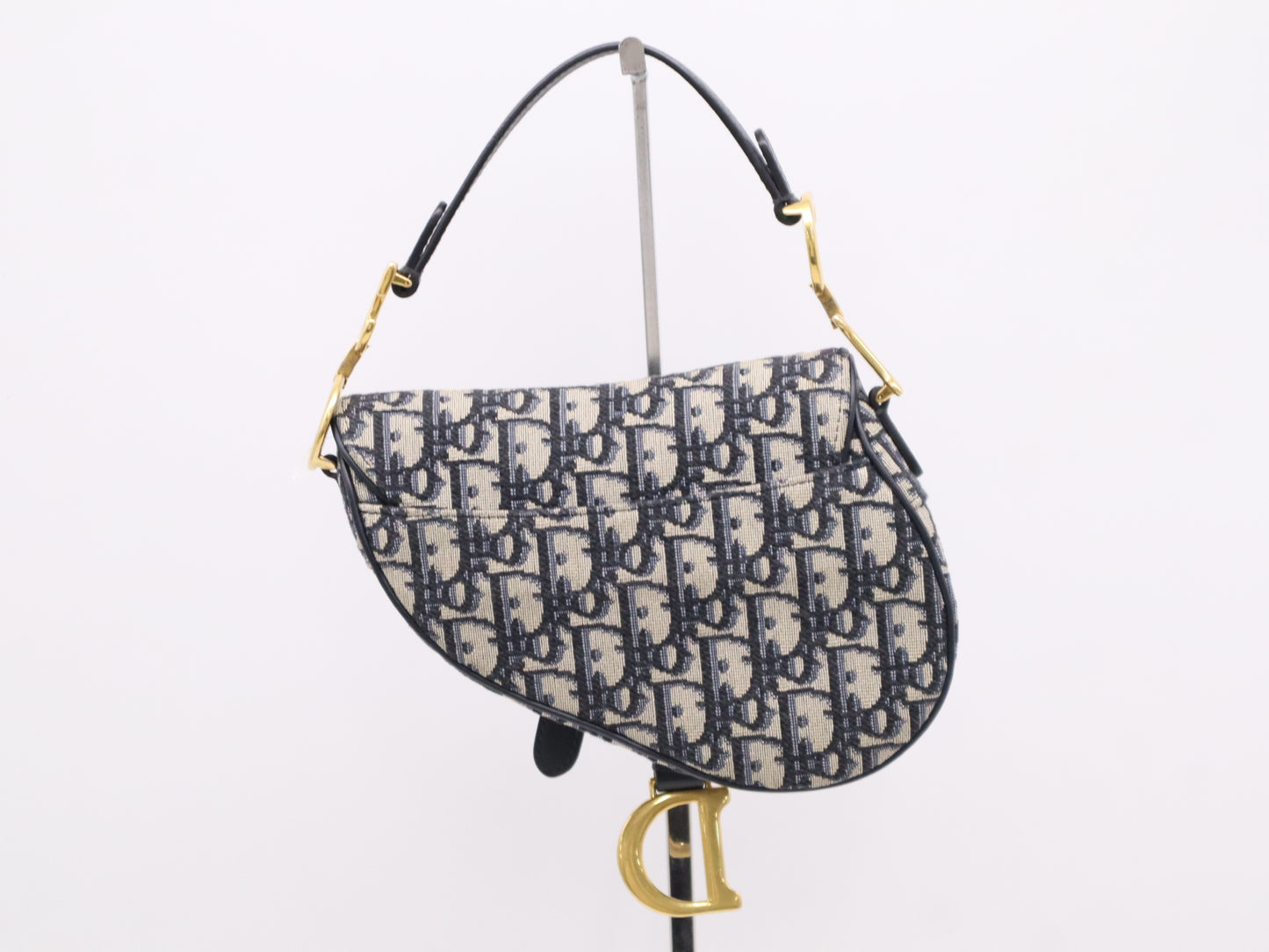 Dior M0455CTZQ_M928 Jacquard x Leather Dior Oblique Saddle Bag with GD Hardware, Navy