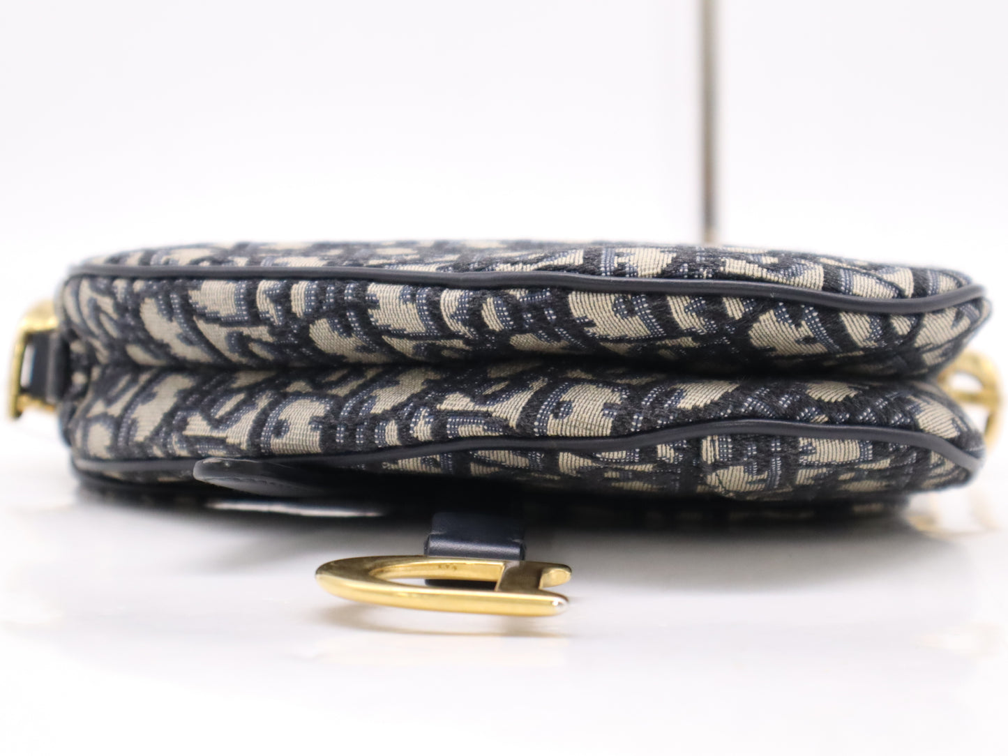 Dior M0455CTZQ_M928 Jacquard x Leather Dior Oblique Saddle Bag with GD Hardware, Navy