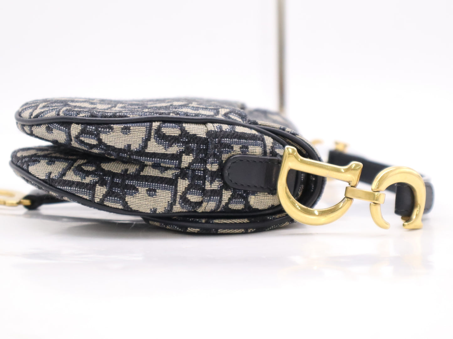 Dior M0455CTZQ_M928 Jacquard x Leather Dior Oblique Saddle Bag with GD Hardware, Navy