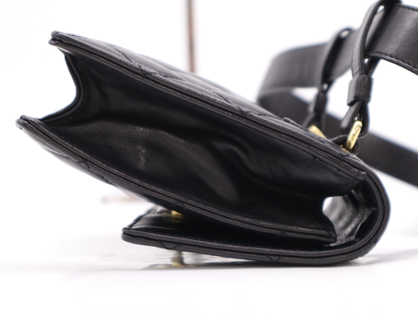 CHANEL Lambskin Waist Bag, Black, with Dust Bag, Seal, 1965557