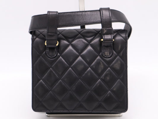CHANEL Lambskin Waist Bag, Black, with Dust Bag, Seal, 1965557