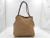 GUCCI 101340GG Canvas Tote Bag with Loop Handle, Canvas and Leather, Brown