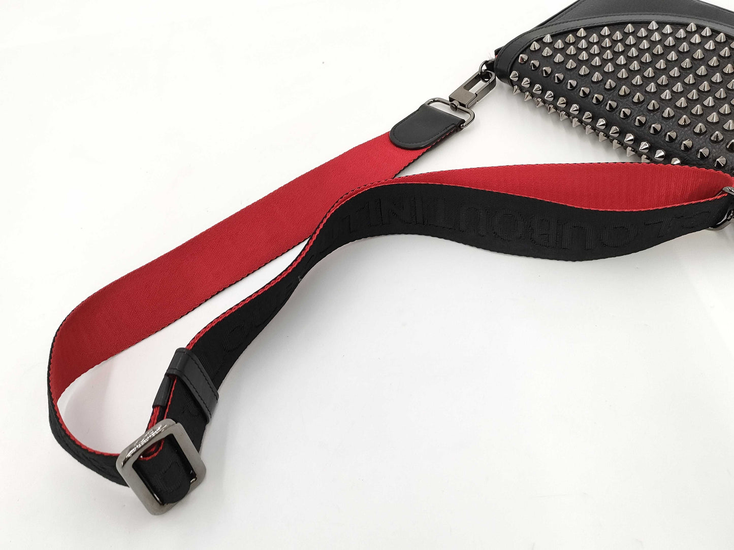 Christian Louboutin Leather Funky Shoulder Bag with Spike Studs and Black Strap