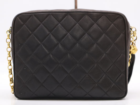 CHANEL Lambskin Matelasse 23 Shoulder Bag with Small Flap, Small Chain, Gold Hardware, Black Seal, Card Included, Dust Bag Included, 2653551