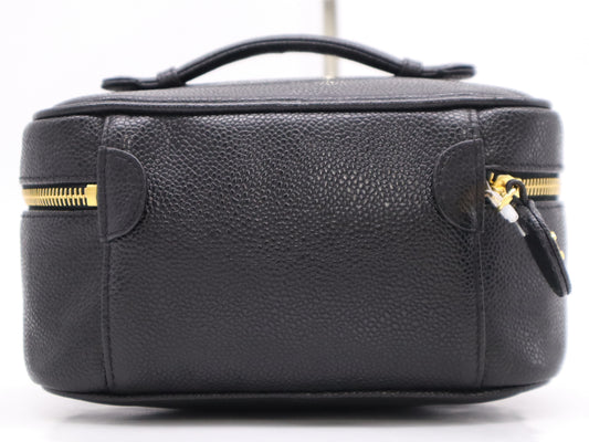 CHANEL Caviar Skin Vanity Bag, Black, GD Hardware, Card Holder, Sticker, 4645215, Handbag