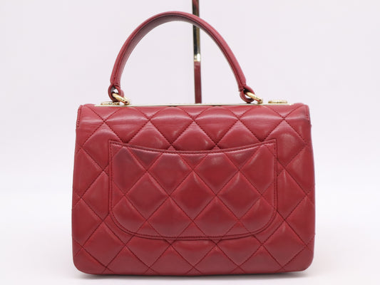 CHANEL Lambskin Matelasse Top Handle 2-Way Handbag in Pink with Chain Shoulder Strap