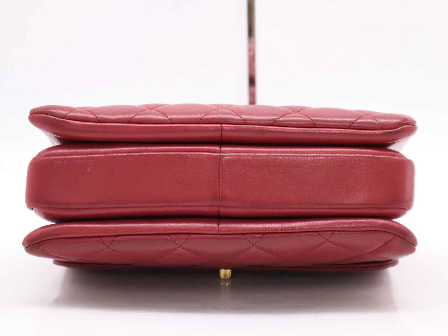 CHANEL Lambskin Matelasse Top Handle 2-Way Handbag in Pink with Chain Shoulder Strap