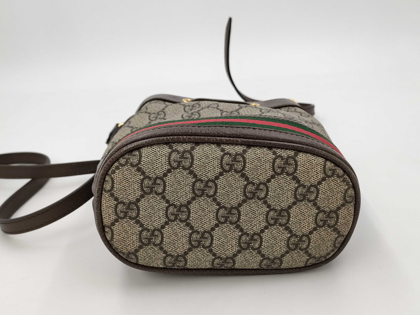 GUCCI GG Supreme 550620 GG Supreme Offdia Mini Bucket Shoulder Bag Brown