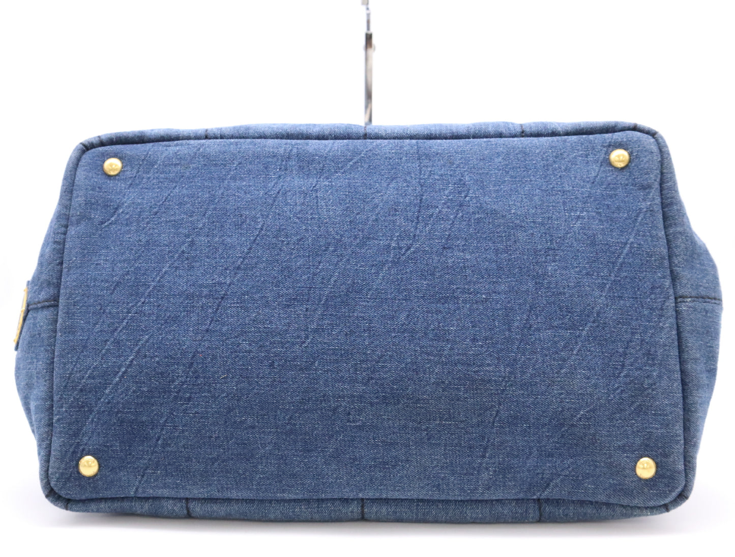 PRADA Denim Canapa Tote #L Blue Tote Bag
