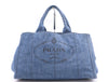 PRADA Denim Canapa Tote #L Blue Tote Bag
