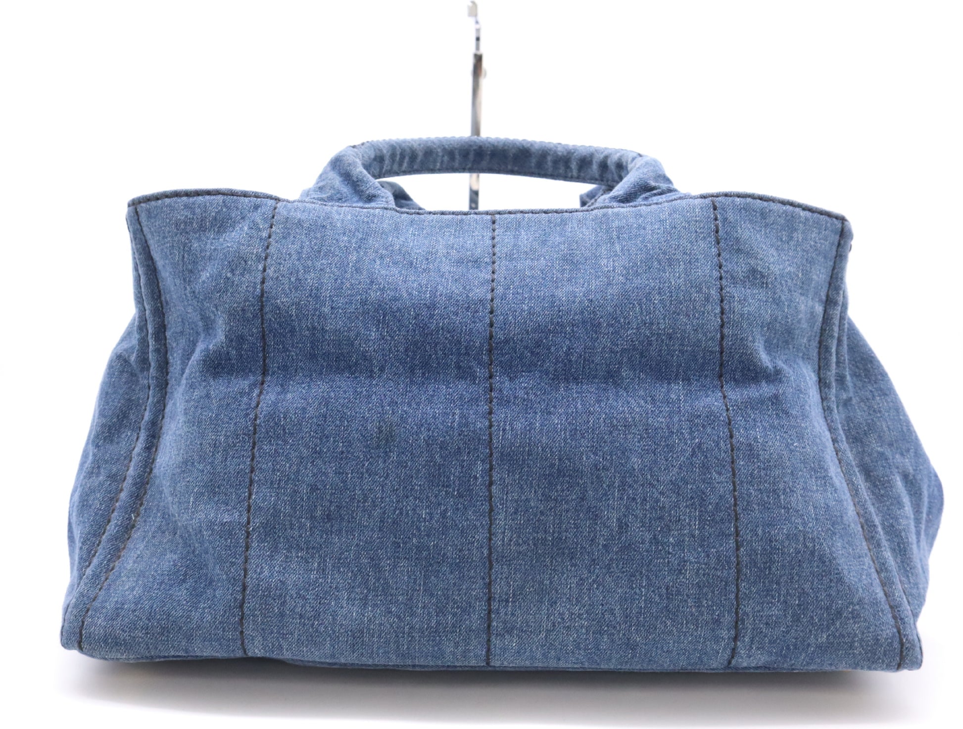 PRADA Denim Canapa Tote #L Blue Tote Bag