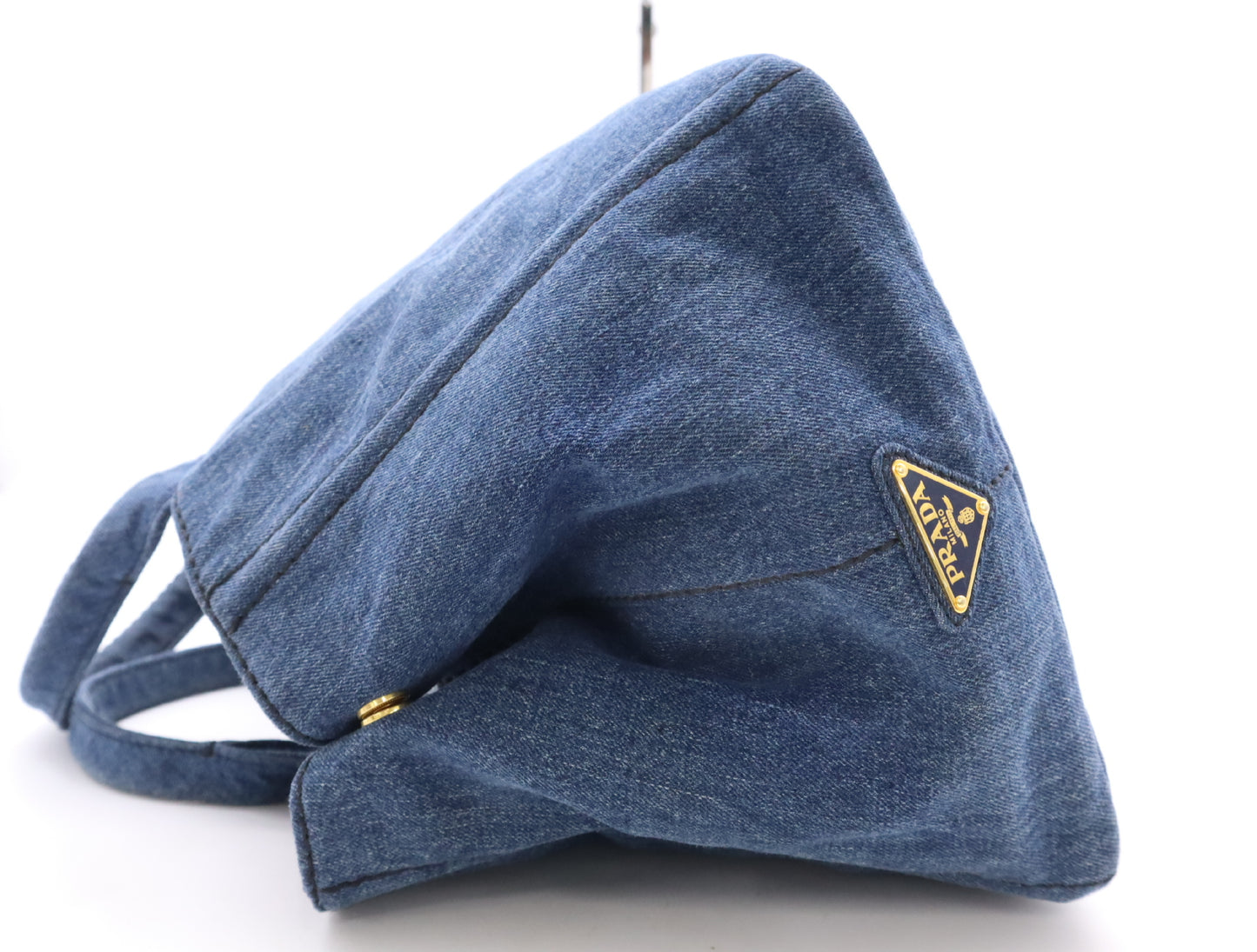 PRADA Denim Canapa Tote #L Blue Tote Bag