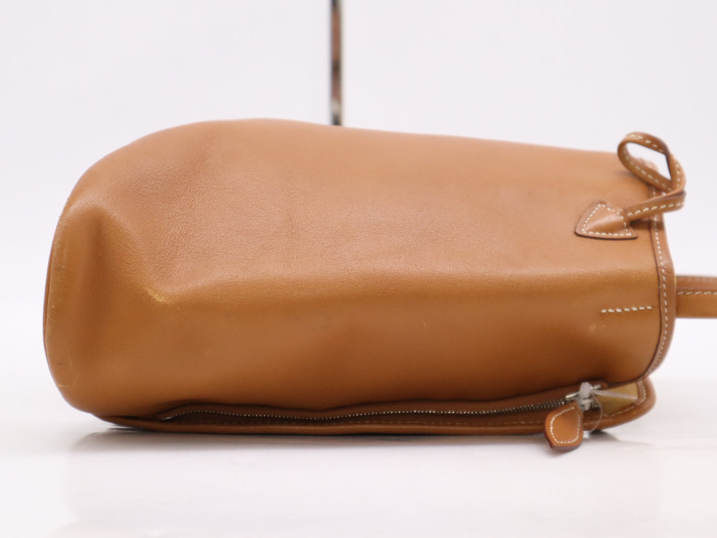 HERMES Leather Gazelle Shoulder Bag in Swift Leather, Orange, with Silver Hardware, □A Stamp, 1997