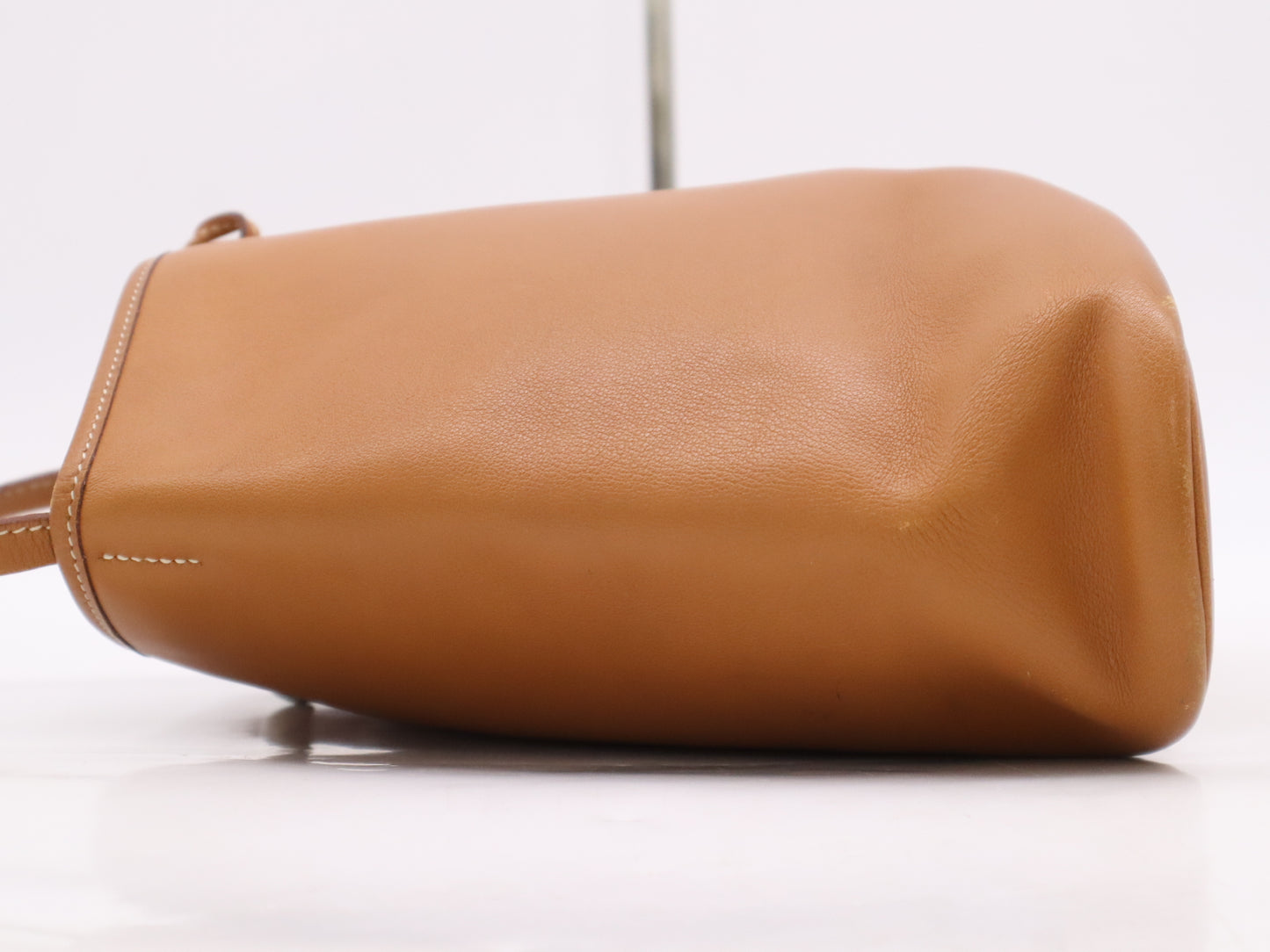 HERMES Leather Gazelle Shoulder Bag in Swift Leather, Orange, with Silver Hardware, □A Stamp, 1997