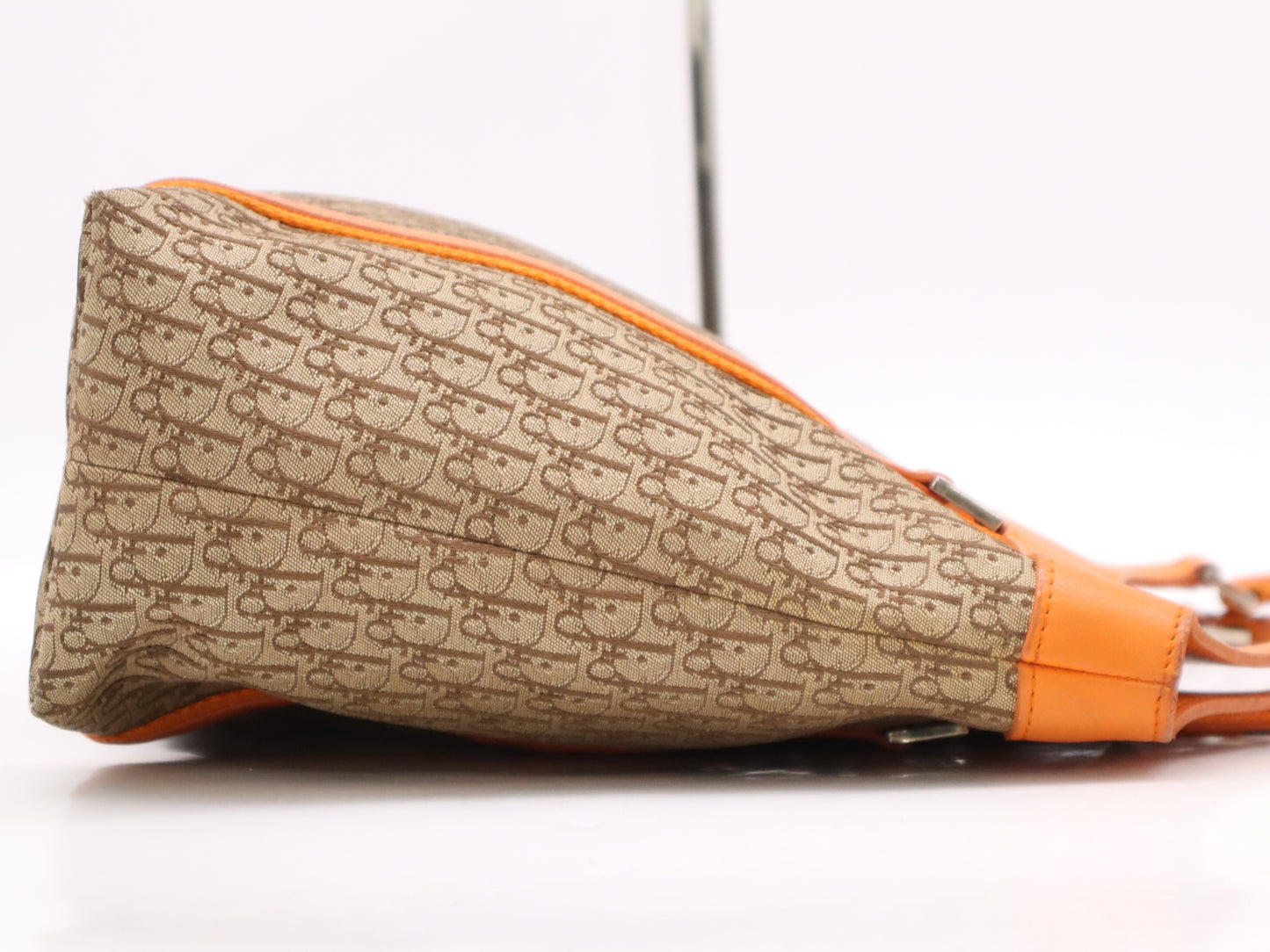 Dior Diorissimo Leather/Canvas Handbag in Orange with Silver Hardware