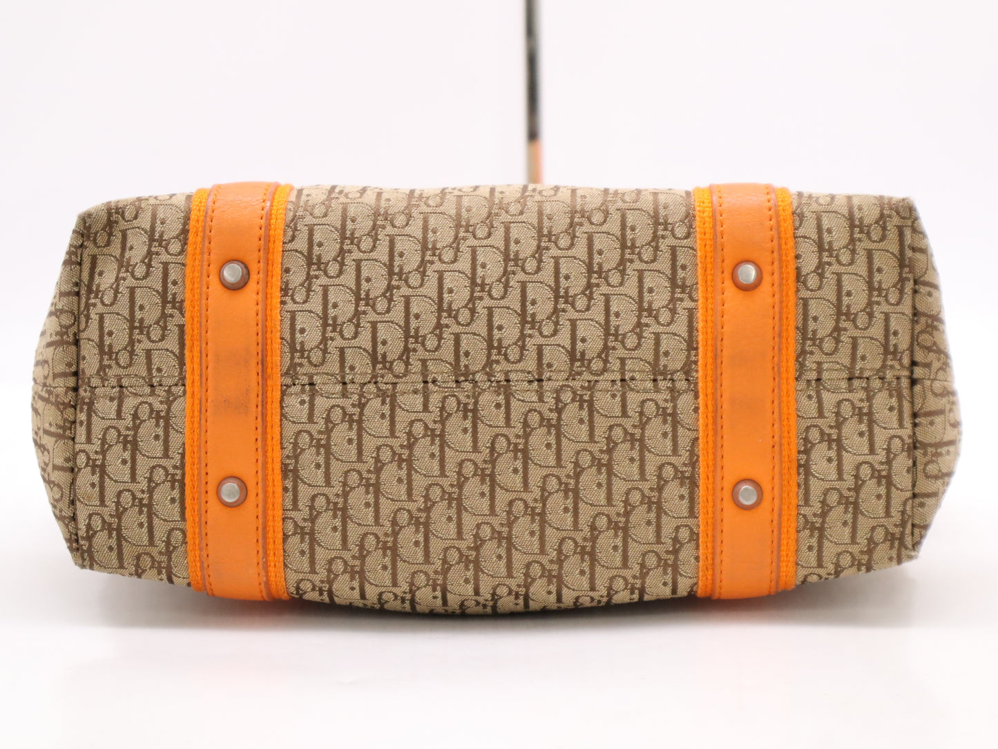 Dior Diorissimo Leather/Canvas Handbag in Orange with Silver Hardware