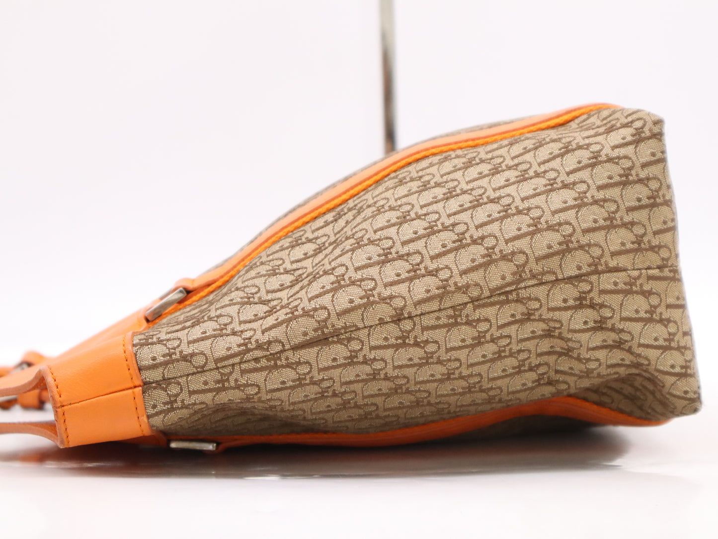 Dior Diorissimo Leather/Canvas Handbag in Orange with Silver Hardware