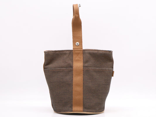 HERMES Toile H Saxophone MM Handbag Brown