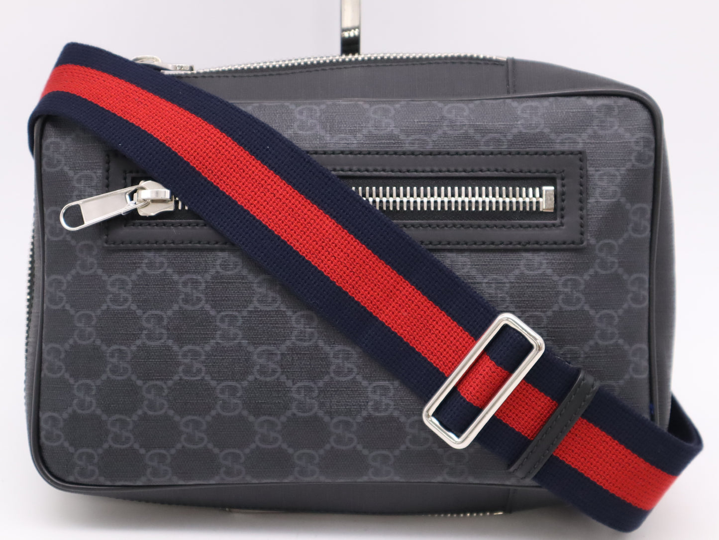 GUCCI 478325GG Supreme Body Bag Waist Belt Bag Black Red Waist Bag