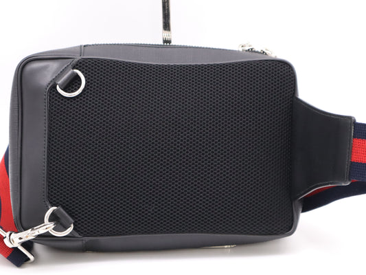 GUCCI 478325GG Supreme Body Bag Waist Belt Bag Black Red Waist Bag