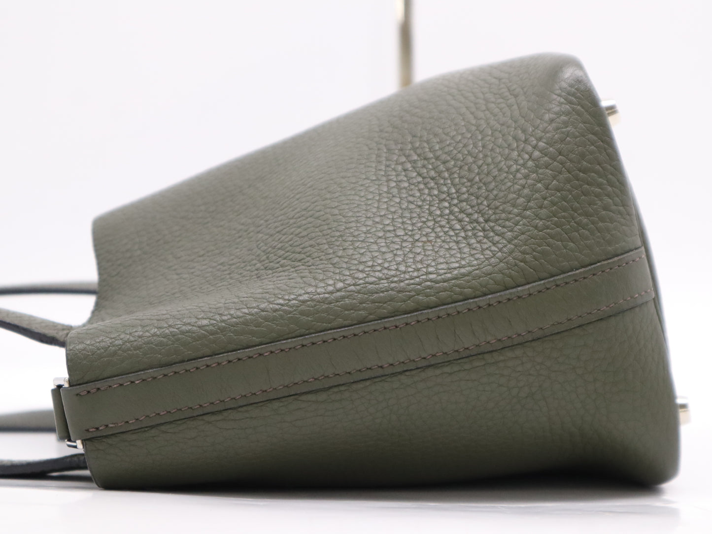 HERMES Taurillon Clémence Picotin PM Handbag, Green, F Stamp, 2002