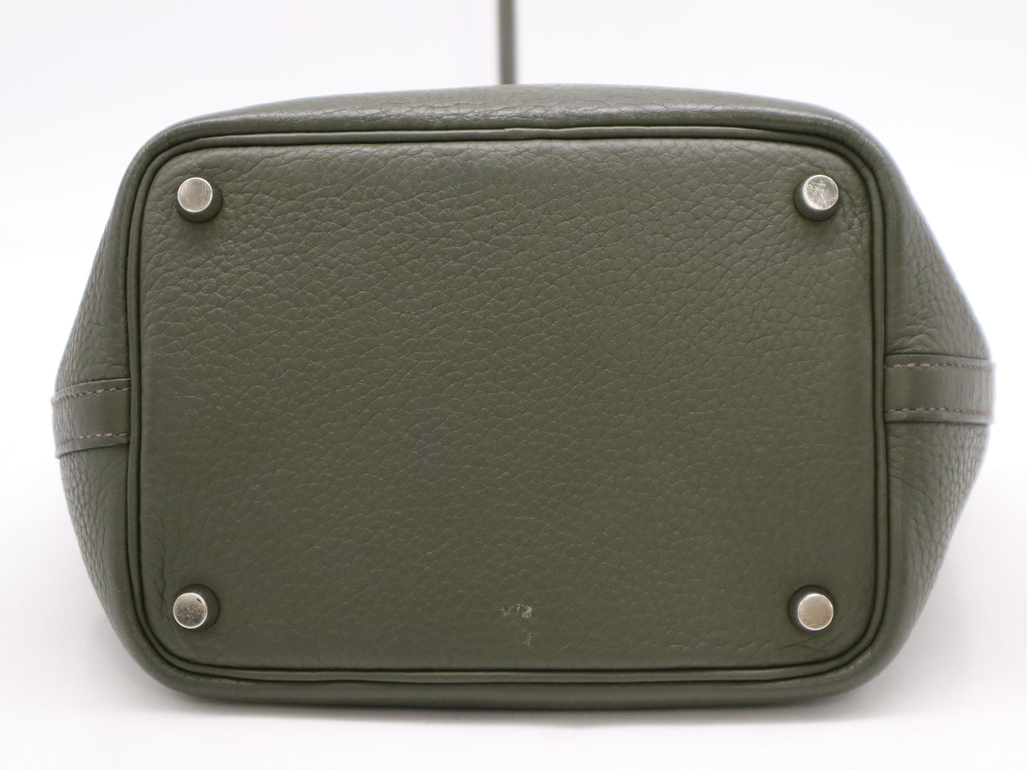 HERMES Taurillon Clémence Picotin PM Handbag, Green, F Stamp, 2002