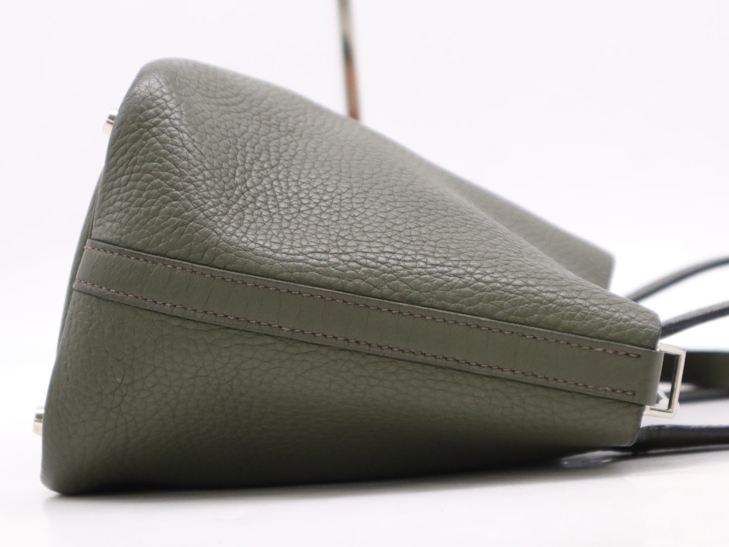 HERMES Taurillon Clémence Picotin PM Handbag, Green, F Stamp, 2002