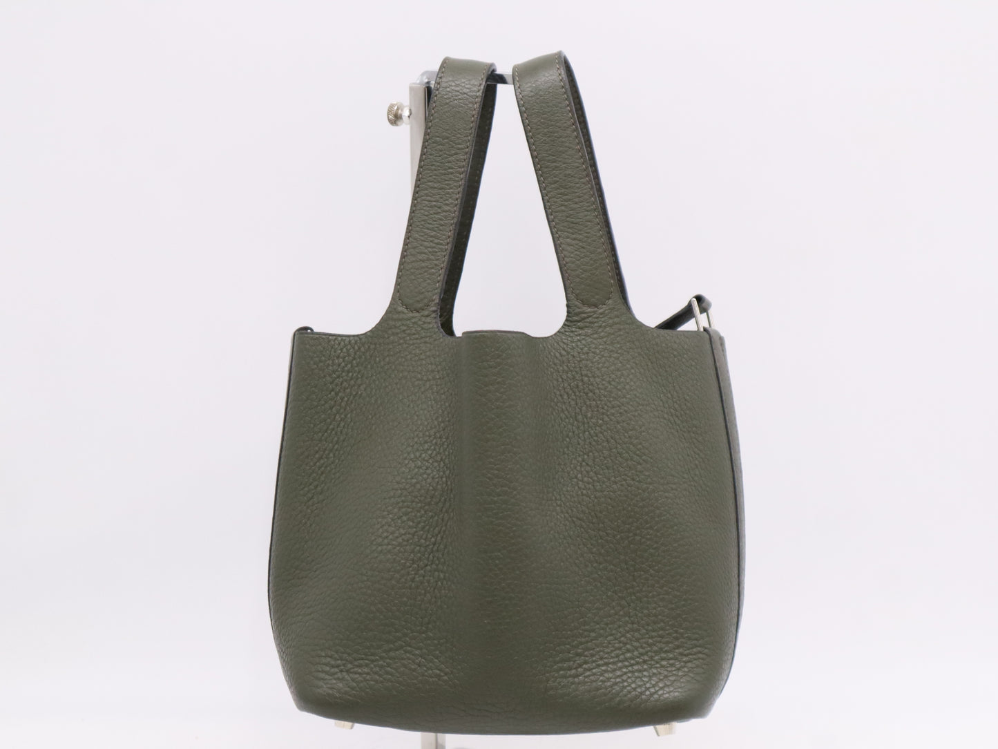 HERMES Taurillon Clémence Picotin PM Handbag, Green, F Stamp, 2002