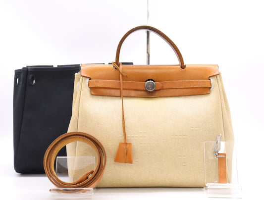 HERMES Leather Air Bag PM □E Stamp 2001 Comes with padlock, two keys, strap, crochet, spare bag, and stopper. Shoulder bag
