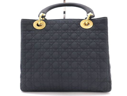 Dior Nylon Lady Dior Cannage Medium Handbag Black RU0949 Handbag
