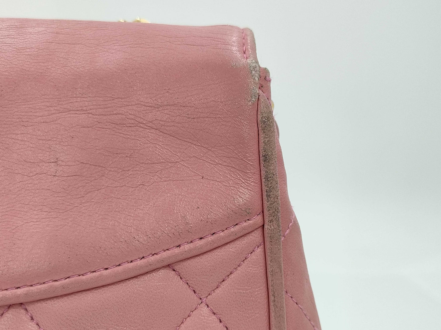 CHANEL Lambskin Matelasse 25 Shoulder Bag with Small Flap, Small Chain, Gold Hardware, Pink Seal, 1801184