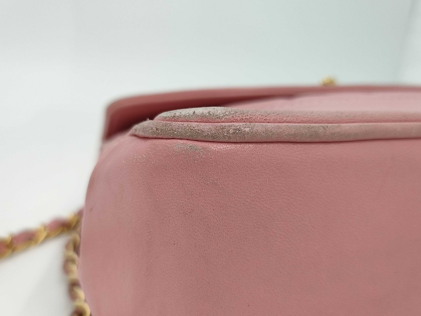 CHANEL Lambskin Matelasse 25 Shoulder Bag with Small Flap, Small Chain, Gold Hardware, Pink Seal, 1801184