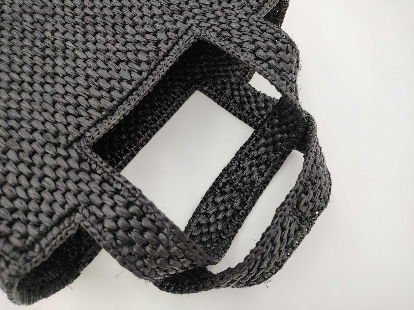 LOEWE Font 2-Way Tote Mini Raffia Black with Strap and Dust Bag