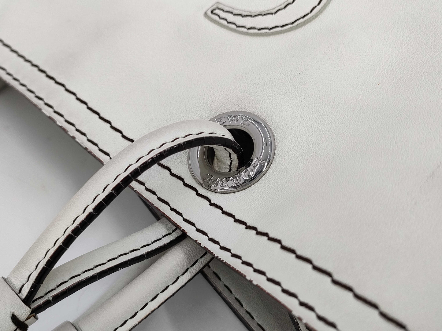 LOEWE Leather Anagram Logo Shopper Tote, Off-White, with Dust Bag