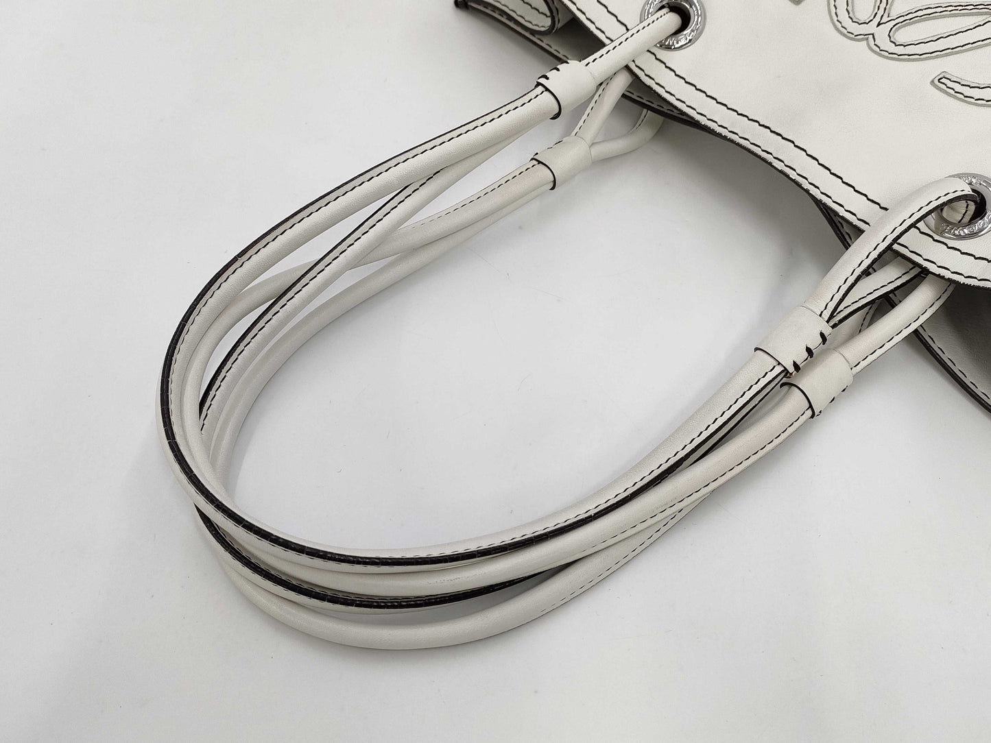 LOEWE Leather Anagram Logo Shopper Tote, Off-White, with Dust Bag